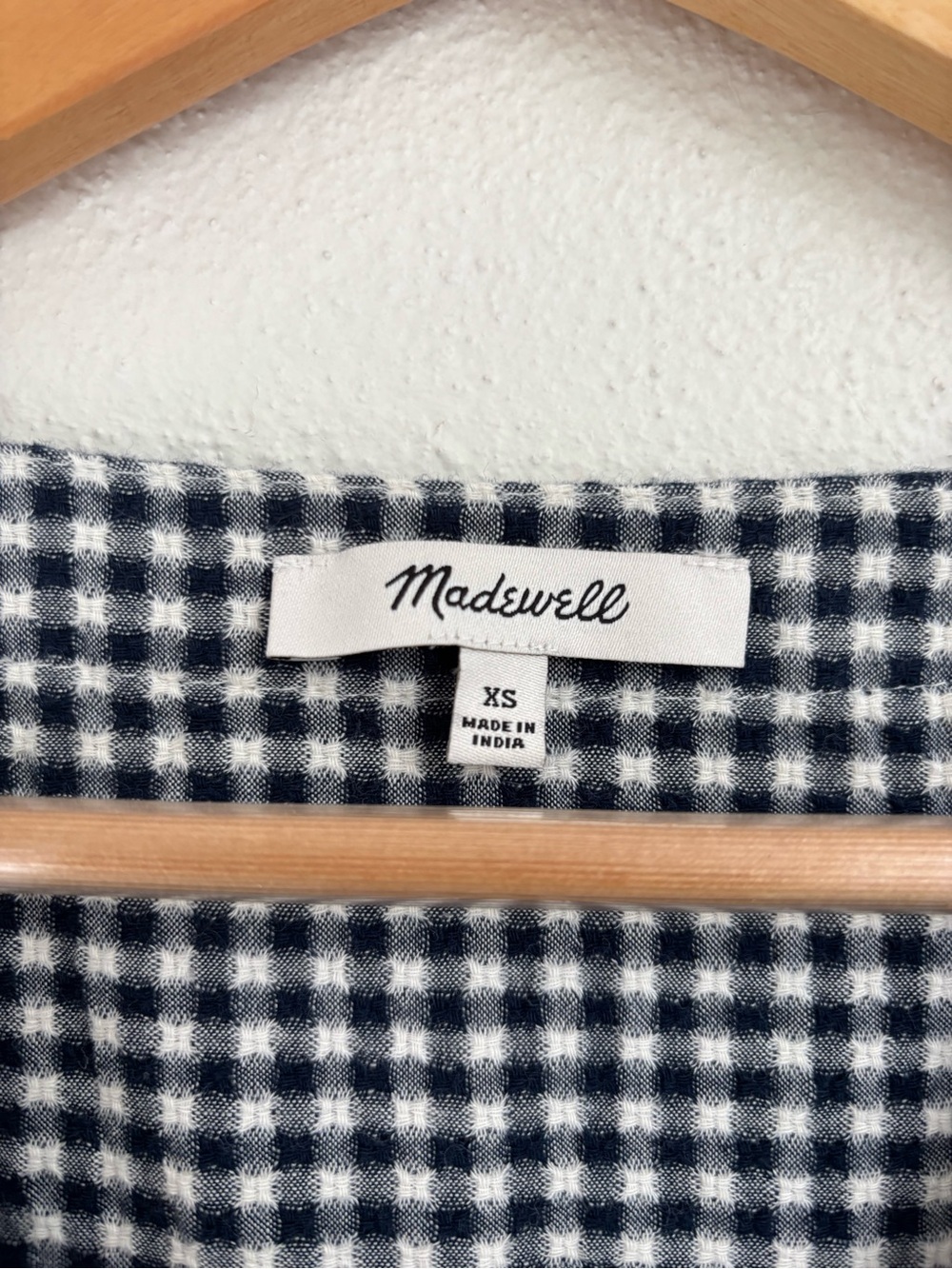 Madewell | Blue & White Gingham Button-Front Tiered Mini Dress - Picture 4 of 5